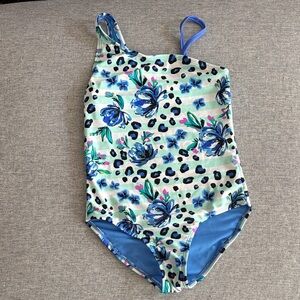 Wonder Nation Blue Floral Kids One Piece - S 6/6x